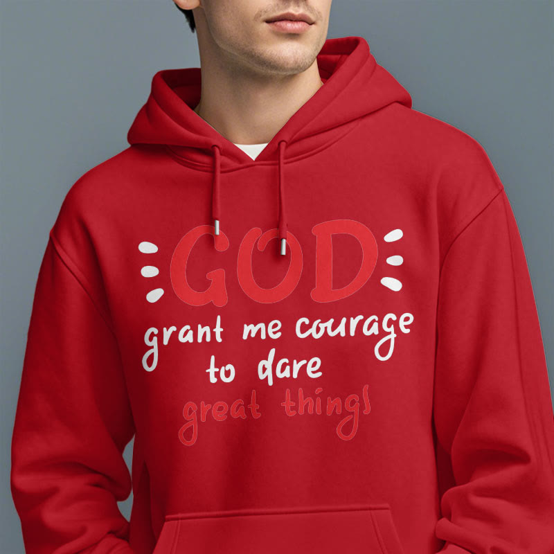 Christianartworkshop Modern Style God Grant Me Courage Fleece Lined Polyester Hoodie