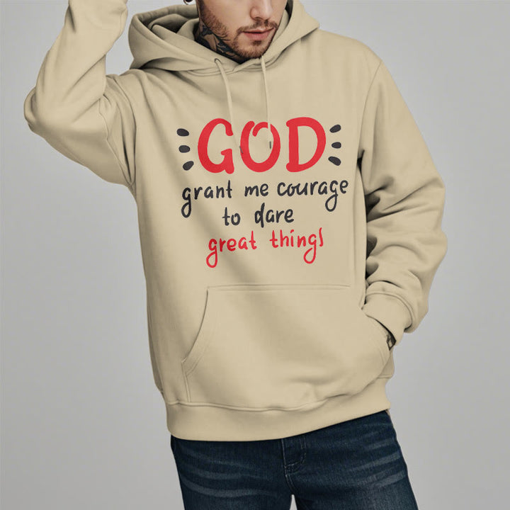 Christianartworkshop Modern Style God Grant Me Courage Fleece Lined Polyester Hoodie