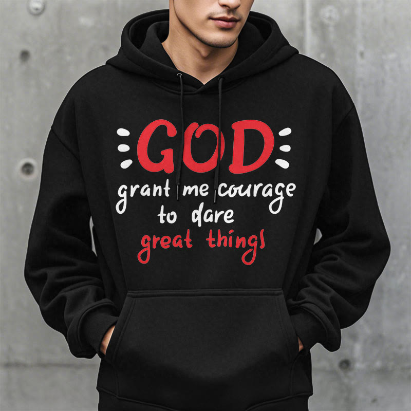 Christianartworkshop Modern Style God Grant Me Courage Fleece Lined Polyester Hoodie