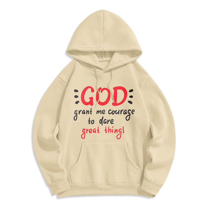 Christianartworkshop Modern Style God Grant Me Courage Fleece Lined Polyester Hoodie