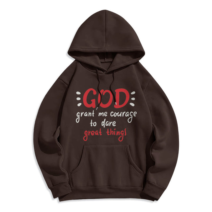 Christianartworkshop Modern Style God Grant Me Courage Fleece Lined Polyester Hoodie