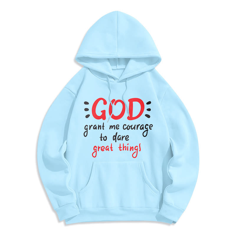 Christianartworkshop Modern Style God Grant Me Courage Fleece Lined Polyester Hoodie