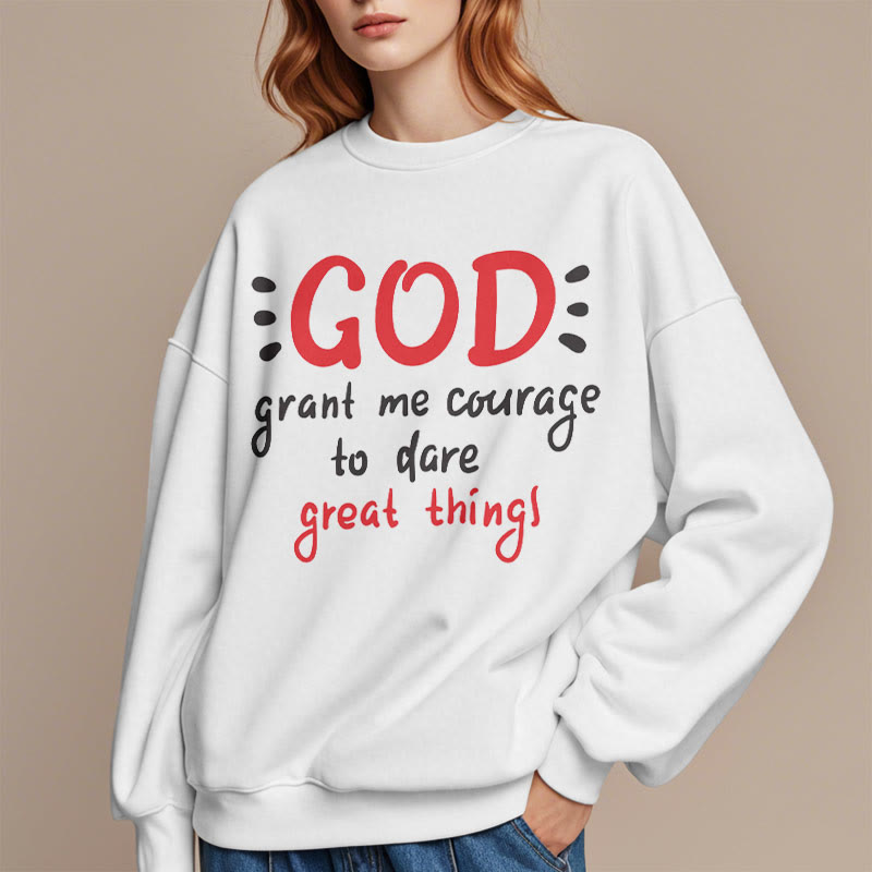 Christianartworkshop Modern Style God Grant Me Courage Fleece Lined Polyester Sweatshirt