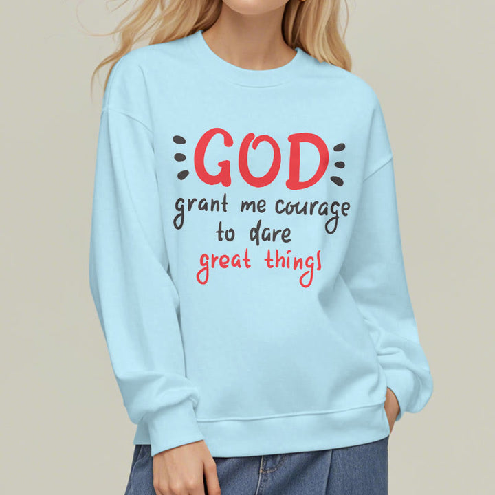 Christianartworkshop Modern Style God Grant Me Courage Fleece Lined Polyester Sweatshirt