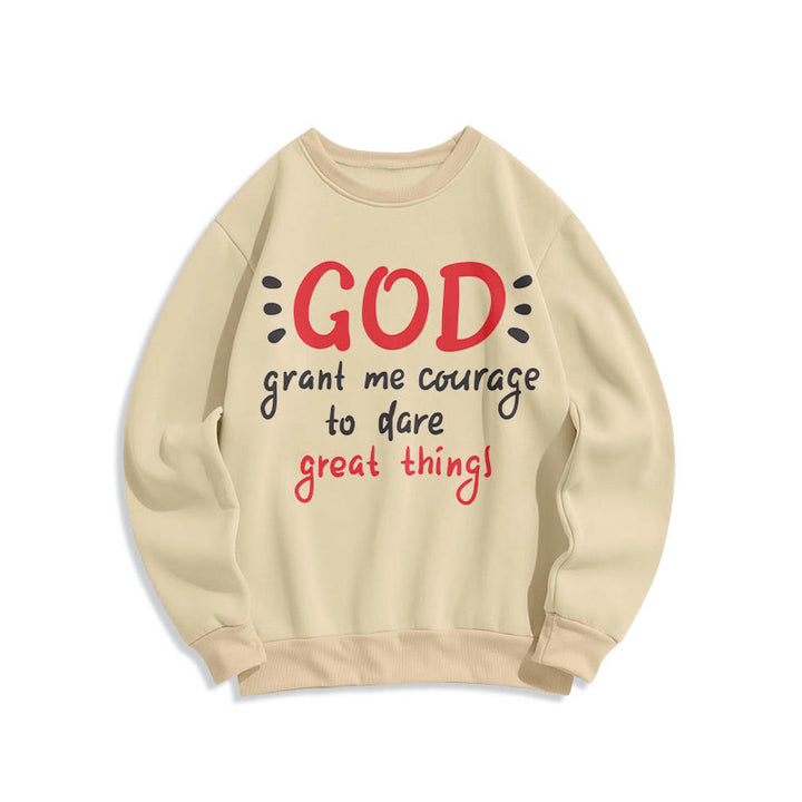 Christianartworkshop Modern Style God Grant Me Courage Fleece Lined Polyester Sweatshirt