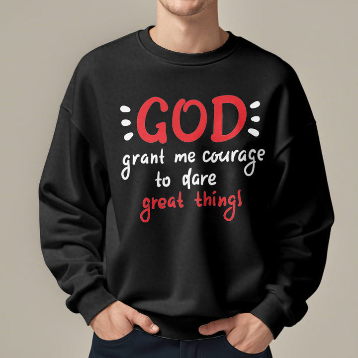 Christianartworkshop Modern Style God Grant Me Courage Fleece Lined Polyester Sweatshirt