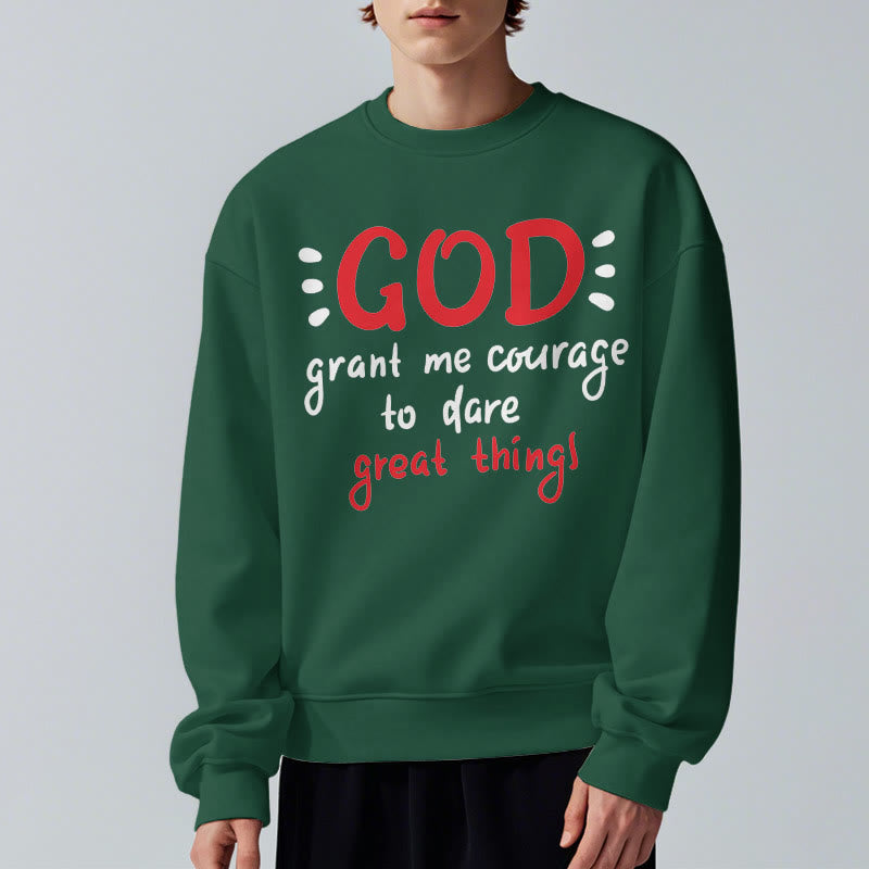 Christianartworkshop Modern Style God Grant Me Courage Fleece Lined Polyester Sweatshirt