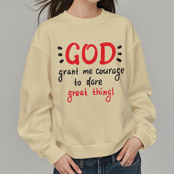 Christianartworkshop Modern Style God Grant Me Courage Fleece Lined Polyester Sweatshirt