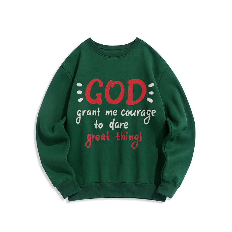 Christianartworkshop Modern Style God Grant Me Courage Fleece Lined Polyester Sweatshirt