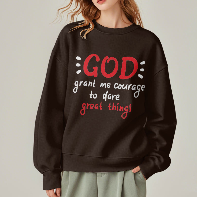 Christianartworkshop Modern Style God Grant Me Courage Fleece Lined Polyester Sweatshirt