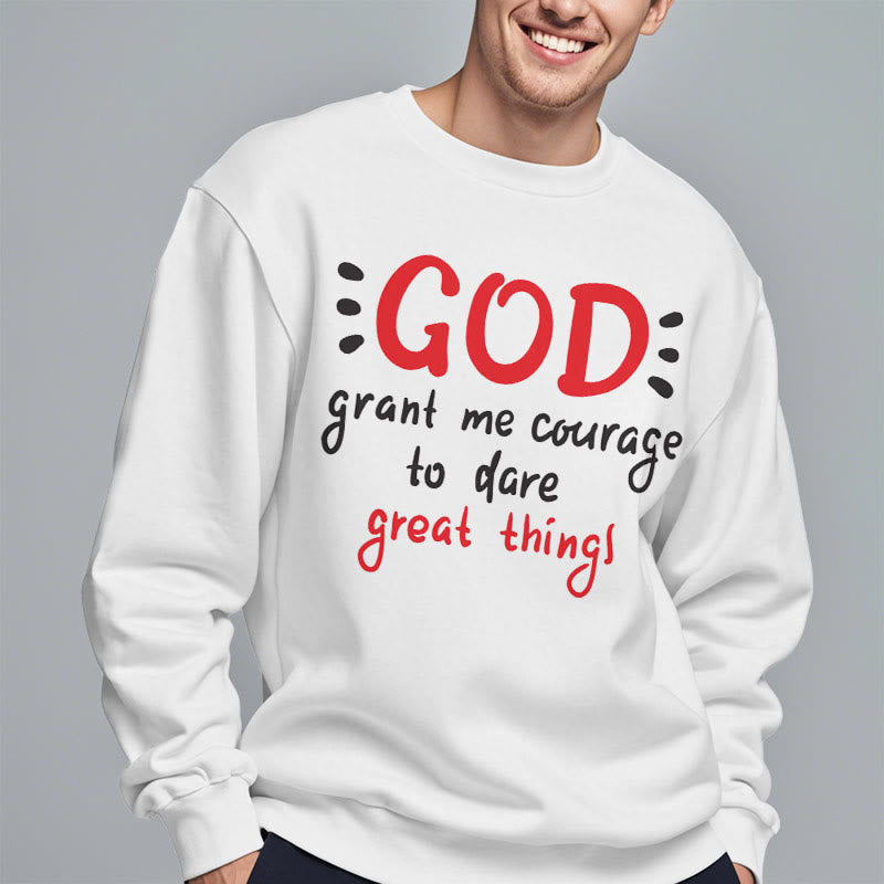 Christianartworkshop Modern Style God Grant Me Courage Fleece Lined Polyester Sweatshirt