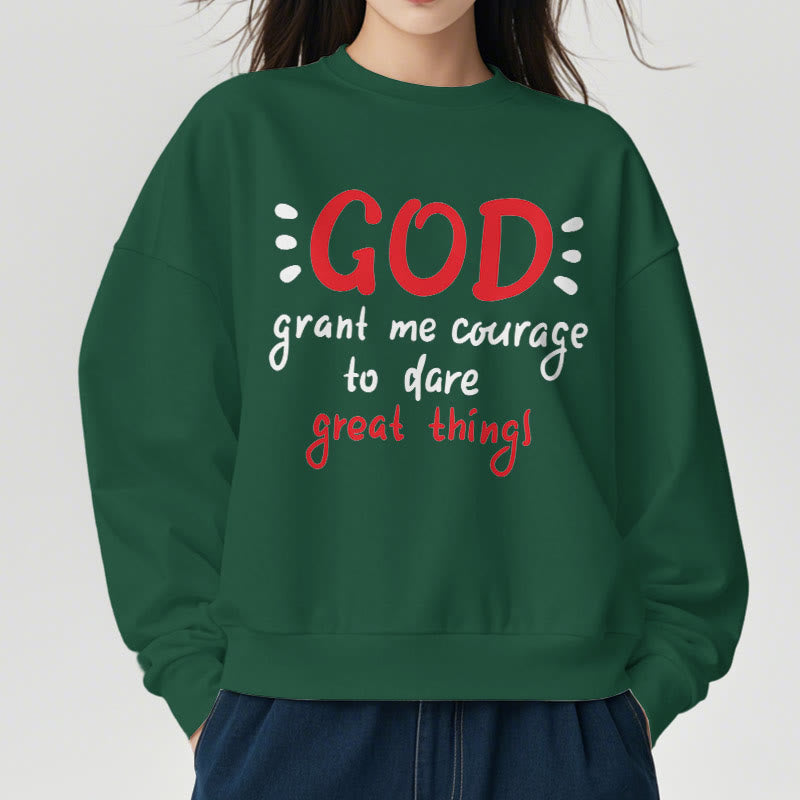 Christianartworkshop Modern Style God Grant Me Courage Fleece Lined Polyester Sweatshirt