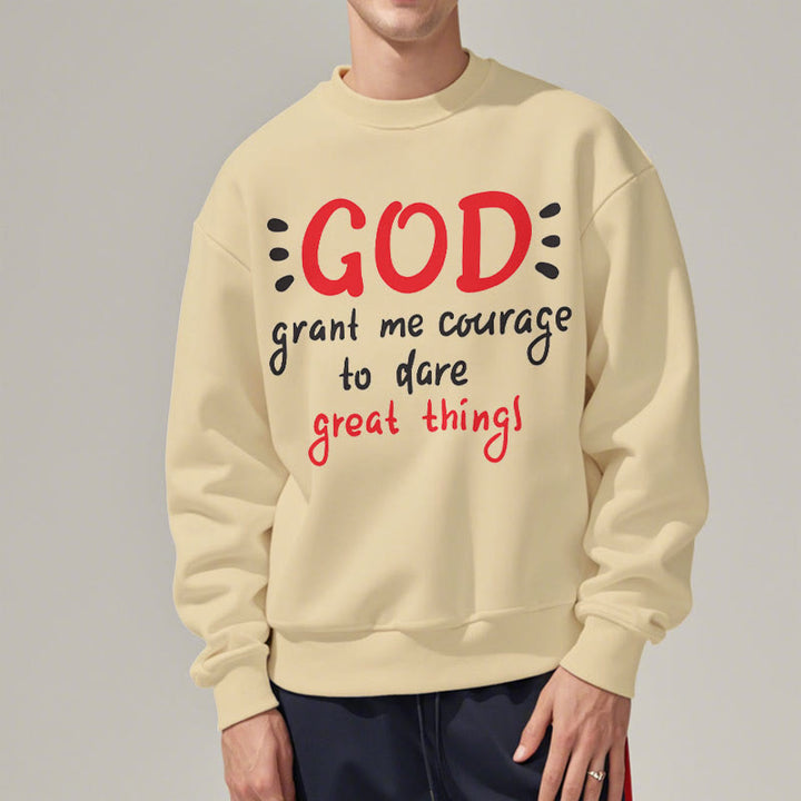 Christianartworkshop Modern Style God Grant Me Courage Fleece Lined Polyester Sweatshirt