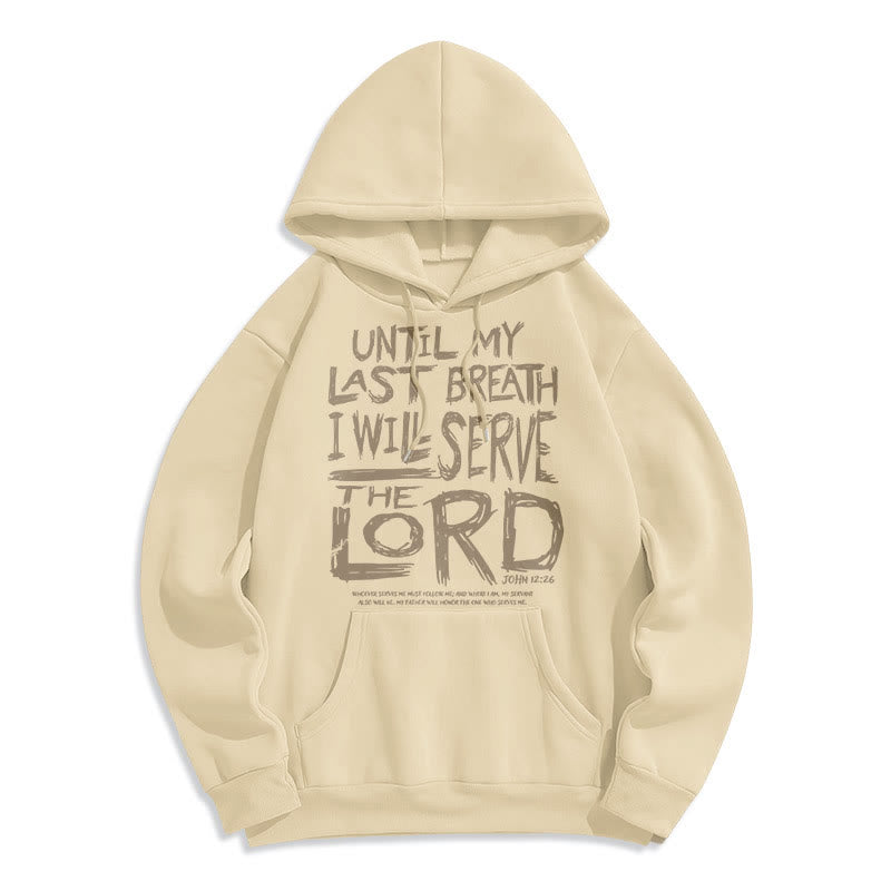 Christianartworkshop Quotation Style I Will Serve The Lord Fleece Lined Polyester Hoodie - Beige - 2XL - image 10