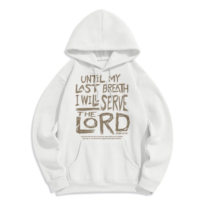 Christianartworkshop Quotation Style I Will Serve The Lord Fleece Lined Polyester Hoodie - White - 2XL - image 0