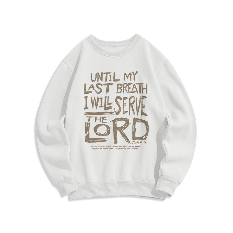 Christianartworkshop Quotation Style I Will Serve The Lord Fleece Lined Polyester Sweatshirt - White - 2XL - image 0