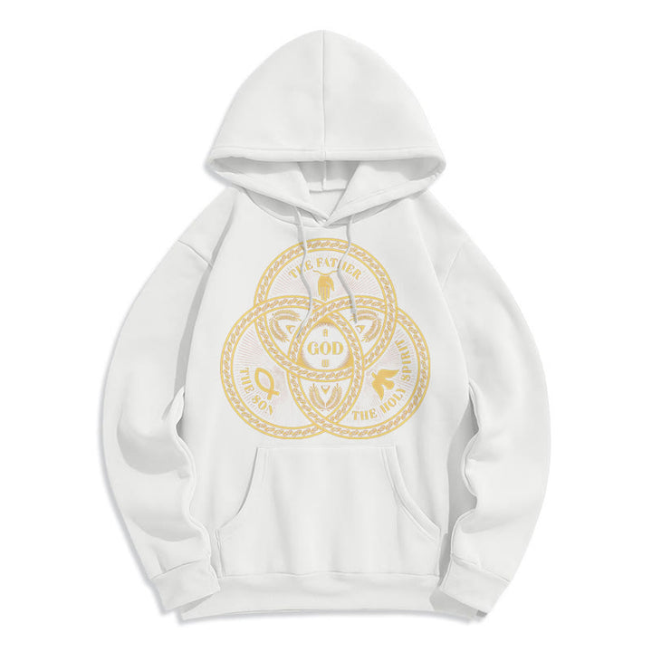 Christianartworkshop Classic Style Sacred Trinity Unity Fleece Lined Polyester Hoodie - White - 2XL - image 5