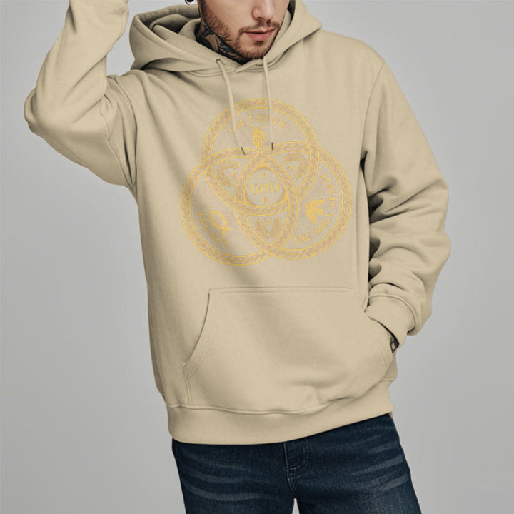 Christianartworkshop Classic Style Sacred Trinity Unity Fleece Lined Polyester Hoodie