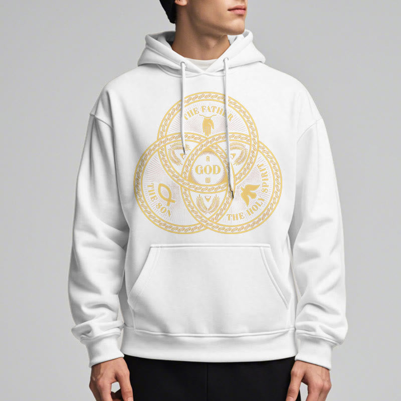 Christianartworkshop Classic Style Sacred Trinity Unity Fleece Lined Polyester Hoodie