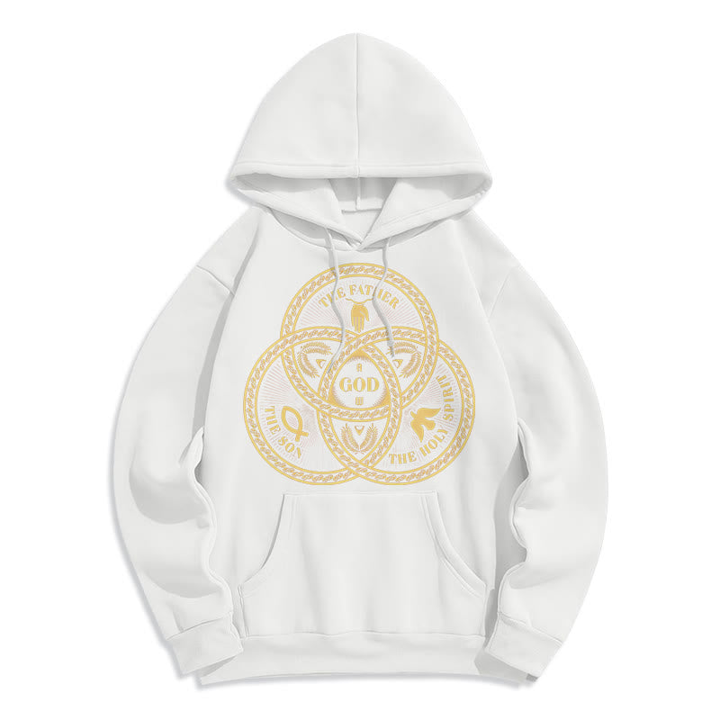 Christianartworkshop Classic Style Sacred Trinity Unity Fleece Lined Polyester Hoodie