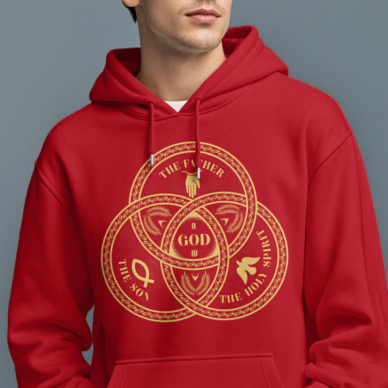 Christianartworkshop Classic Style Sacred Trinity Unity Fleece Lined Polyester Hoodie