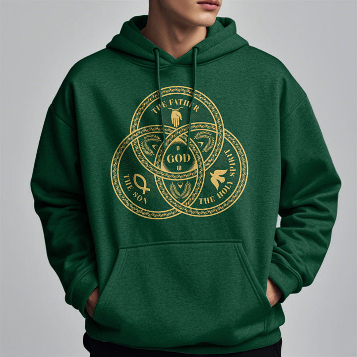 Christianartworkshop Classic Style Sacred Trinity Unity Fleece Lined Polyester Hoodie