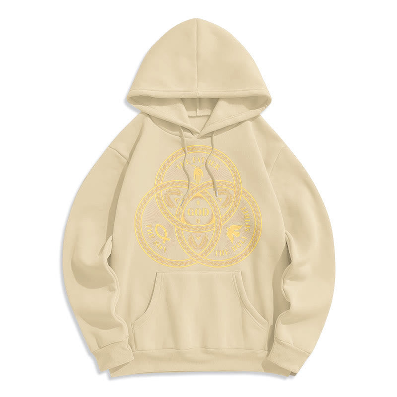 Christianartworkshop Classic Style Sacred Trinity Unity Fleece Lined Polyester Hoodie