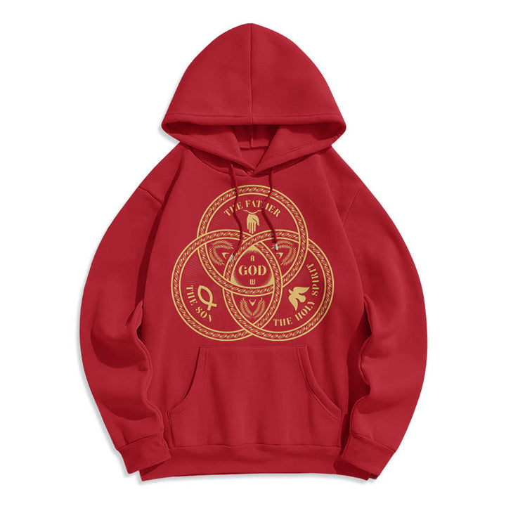 Christianartworkshop Classic Style Sacred Trinity Unity Fleece Lined Polyester Hoodie - Red - 2XL - image 35