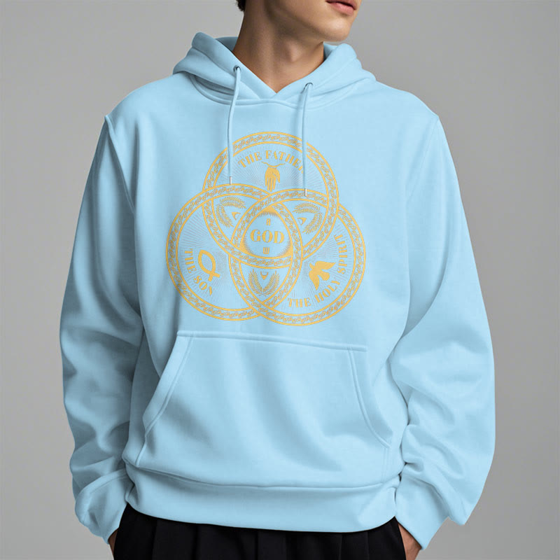 Christianartworkshop Classic Style Sacred Trinity Unity Fleece Lined Polyester Hoodie