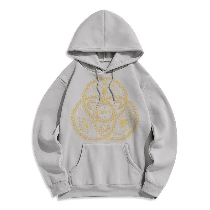 Christianartworkshop Classic Style Sacred Trinity Unity Fleece Lined Polyester Hoodie