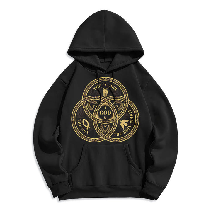 Christianartworkshop Classic Style Sacred Trinity Unity Fleece Lined Polyester Hoodie