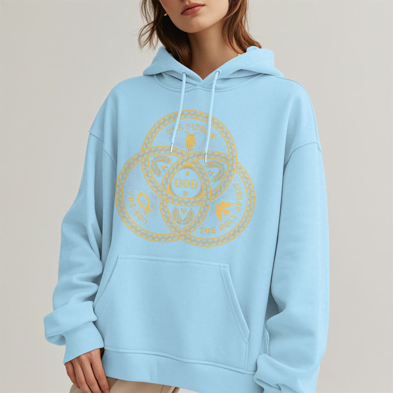 Christianartworkshop Classic Style Sacred Trinity Unity Fleece Lined Polyester Hoodie