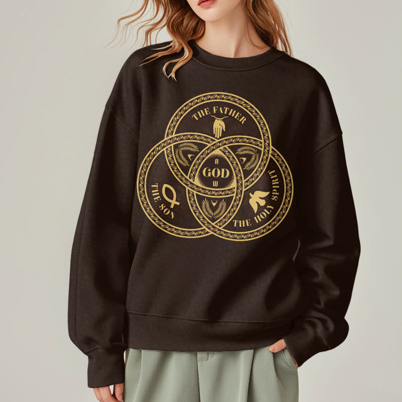 Christianartworkshop Classic Style Sacred Trinity Unity Fleece Lined Polyester Sweatshirt