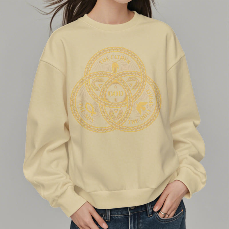 Christianartworkshop Classic Style Sacred Trinity Unity Fleece Lined Polyester Sweatshirt