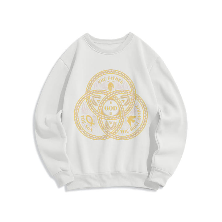 Christianartworkshop Classic Style Sacred Trinity Unity Fleece Lined Polyester Sweatshirt - White - 2XL - image 5