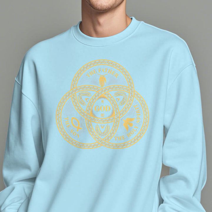 Christianartworkshop Classic Style Sacred Trinity Unity Fleece Lined Polyester Sweatshirt