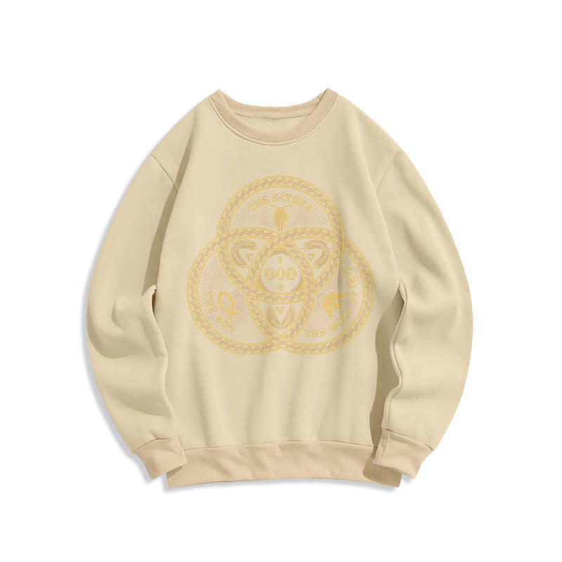 Christianartworkshop Classic Style Sacred Trinity Unity Fleece Lined Polyester Sweatshirt