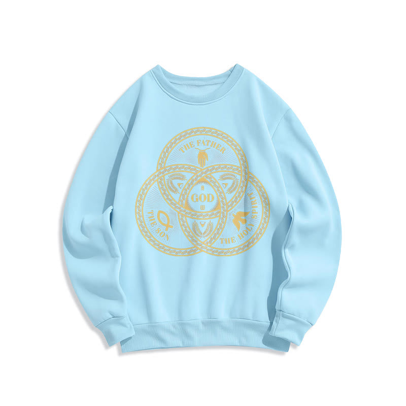 Christianartworkshop Classic Style Sacred Trinity Unity Fleece Lined Polyester Sweatshirt