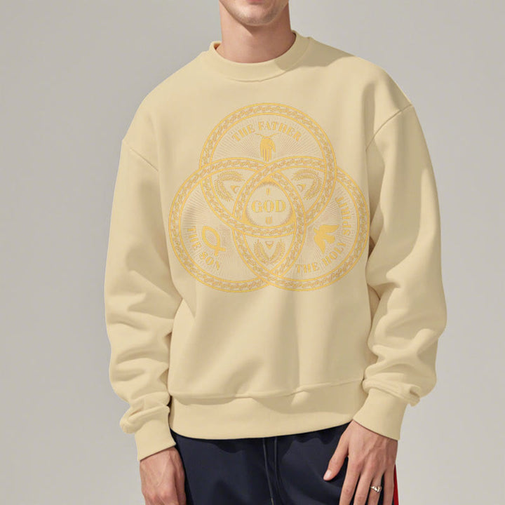 Christianartworkshop Classic Style Sacred Trinity Unity Fleece Lined Polyester Sweatshirt