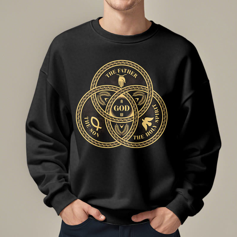 Christianartworkshop Classic Style Sacred Trinity Unity Fleece Lined Polyester Sweatshirt