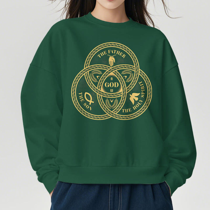 Christianartworkshop Classic Style Sacred Trinity Unity Fleece Lined Polyester Sweatshirt