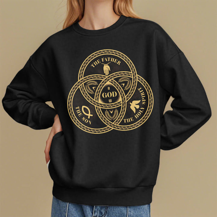 Christianartworkshop Classic Style Sacred Trinity Unity Fleece Lined Polyester Sweatshirt