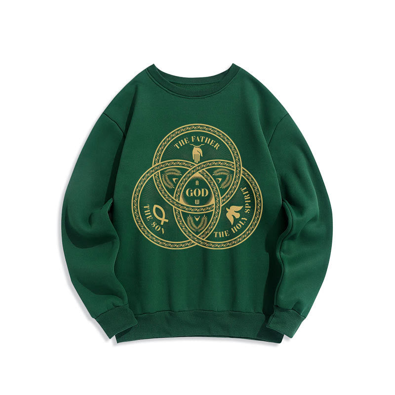 Christianartworkshop Classic Style Sacred Trinity Unity Fleece Lined Polyester Sweatshirt