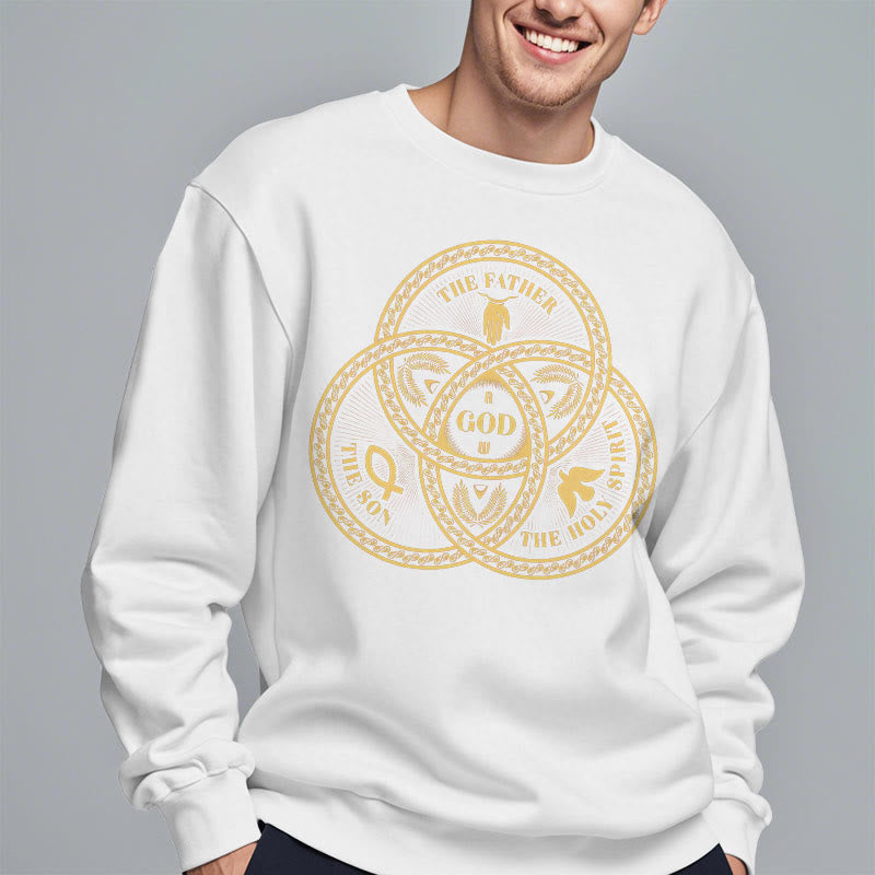 Christianartworkshop Classic Style Sacred Trinity Unity Fleece Lined Polyester Sweatshirt