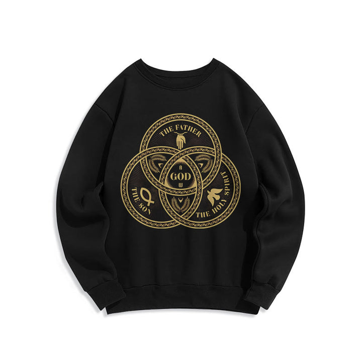 Christianartworkshop Classic Style Sacred Trinity Unity Fleece Lined Polyester Sweatshirt