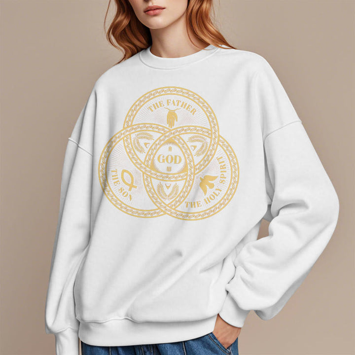 Christianartworkshop Classic Style Sacred Trinity Unity Fleece Lined Polyester Sweatshirt