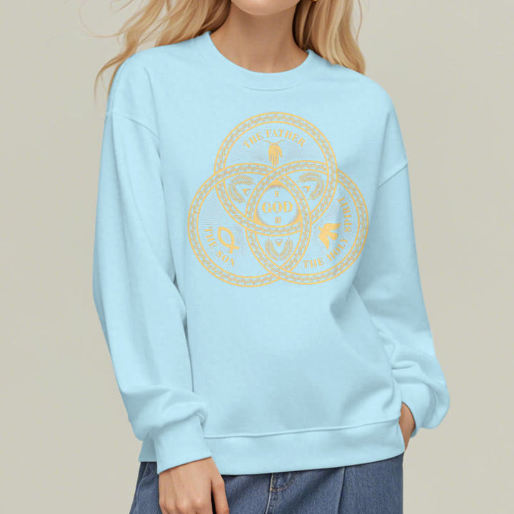 Christianartworkshop Classic Style Sacred Trinity Unity Fleece Lined Polyester Sweatshirt