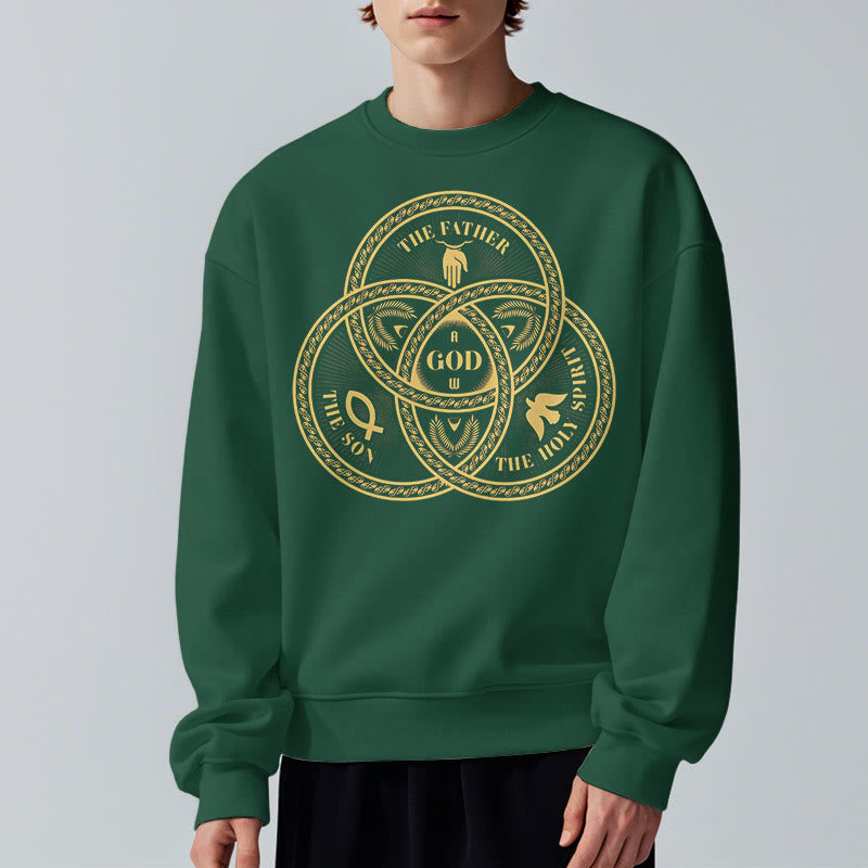 Christianartworkshop Classic Style Sacred Trinity Unity Fleece Lined Polyester Sweatshirt