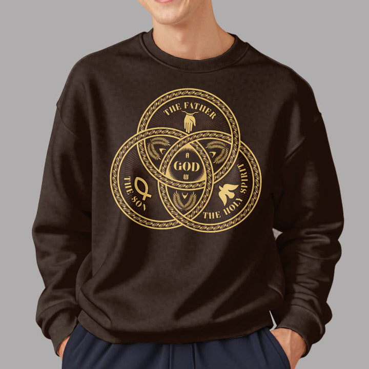 Christianartworkshop Classic Style Sacred Trinity Unity Fleece Lined Polyester Sweatshirt