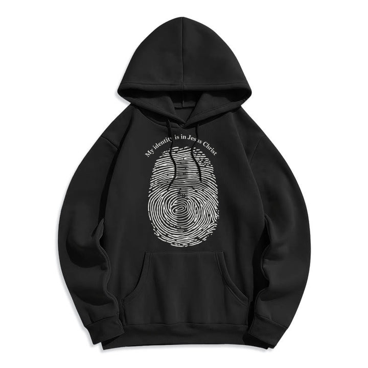 Christianartworkshop Classic Style My Identity Is In Jesus Christ Cross Fleece Lined Polyester Hoodie - Black - 2XL - image 5